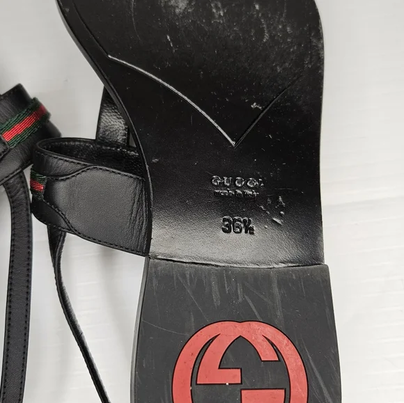 Gucci Interlocking G Web Sandals Black Women's Size 36.5 Designer Slide - Picture 11 of 13